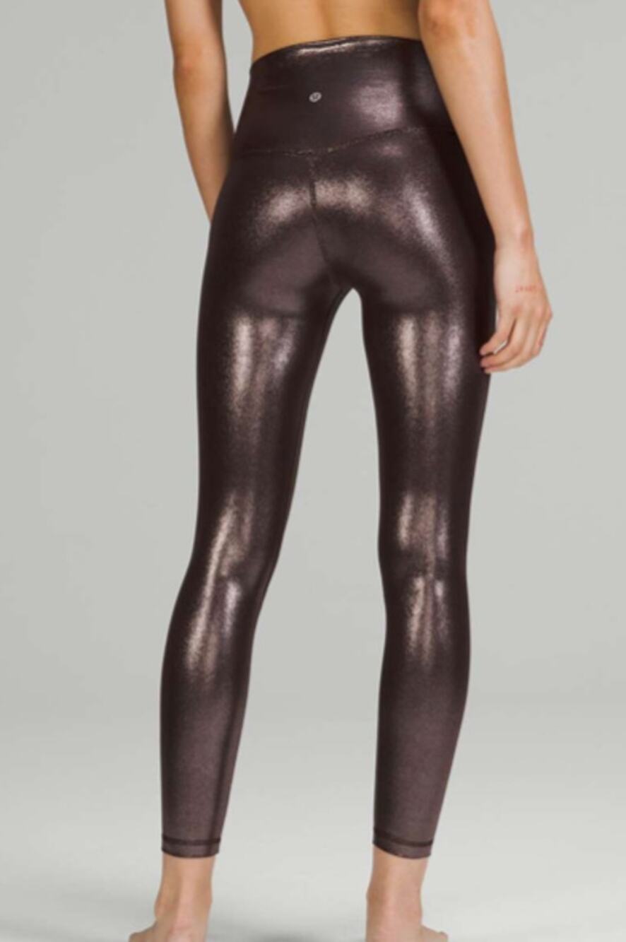 Lululemon Align High Rise Pants 25" Shine Nulu Radiate Foil French Press Size 6